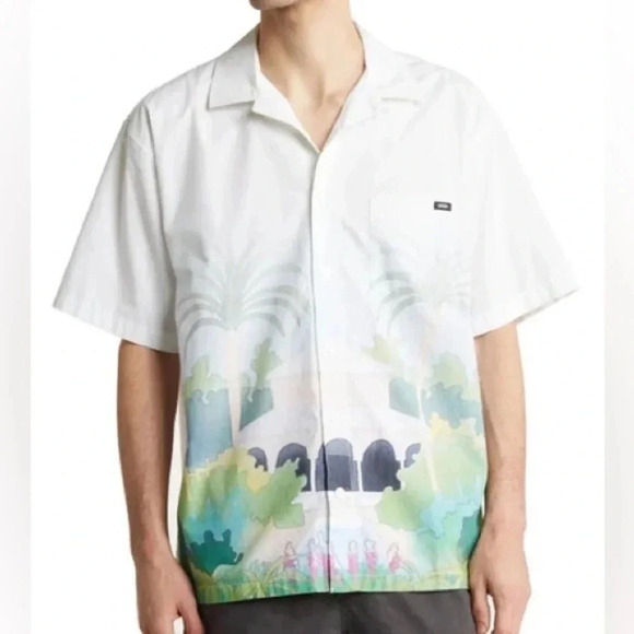 Vans Holiday Print Short Sleeve Cotton Button-up - Picture 1 of 6